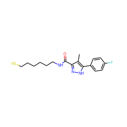 Cc1c(C(=O)NCCCCCCS)n[nH]c1-c1ccc(F)cc1 ZINC000653701020