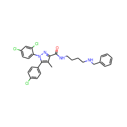 Cc1c(C(=O)NCCCCNCc2ccccc2)nn(-c2ccc(Cl)cc2Cl)c1-c1ccc(Cl)cc1 ZINC000299831557