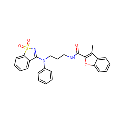 Cc1c(C(=O)NCCCN(C2=NS(=O)(=O)c3ccccc32)c2ccccc2)oc2ccccc12 ZINC000064559463