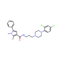 Cc1c(C(=O)NCCCN2CCN(c3ccc(Cl)cc3Cl)CC2)cc(-c2ccccc2)n1C ZINC000058568362