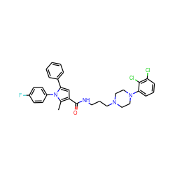 Cc1c(C(=O)NCCCN2CCN(c3cccc(Cl)c3Cl)CC2)cc(-c2ccccc2)n1-c1ccc(F)cc1 ZINC000049793471