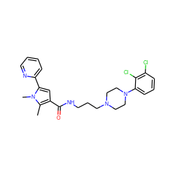 Cc1c(C(=O)NCCCN2CCN(c3cccc(Cl)c3Cl)CC2)cc(-c2ccccn2)n1C ZINC000058541555