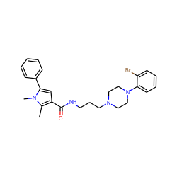 Cc1c(C(=O)NCCCN2CCN(c3ccccc3Br)CC2)cc(-c2ccccc2)n1C ZINC000058563911