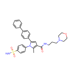 Cc1c(C(=O)NCCCN2CCOCC2)cc(-c2ccc(-c3ccccc3)cc2)n1-c1ccc(S(N)(=O)=O)cc1 ZINC000064528476