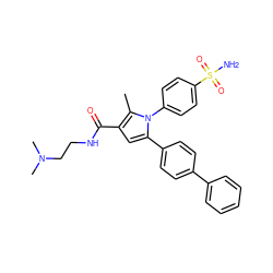 Cc1c(C(=O)NCCN(C)C)cc(-c2ccc(-c3ccccc3)cc2)n1-c1ccc(S(N)(=O)=O)cc1 ZINC000064526338