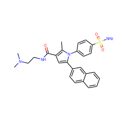 Cc1c(C(=O)NCCN(C)C)cc(-c2ccc3ccccc3c2)n1-c1ccc(S(N)(=O)=O)cc1 ZINC000064528413