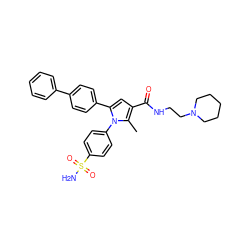 Cc1c(C(=O)NCCN2CCCCC2)cc(-c2ccc(-c3ccccc3)cc2)n1-c1ccc(S(N)(=O)=O)cc1 ZINC000064528215