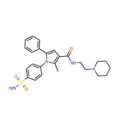 Cc1c(C(=O)NCCN2CCCCC2)cc(-c2ccccc2)n1-c1ccc(S(N)(=O)=O)cc1 ZINC000064511765