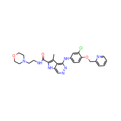 Cc1c(C(=O)NCCN2CCOCC2)[nH]c2cnnc(Nc3ccc(OCc4ccccn4)c(Cl)c3)c12 ZINC000049089096