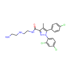 Cc1c(C(=O)NCCNCCN)nn(-c2ccc(Cl)cc2Cl)c1-c1ccc(Cl)cc1 ZINC000064527939