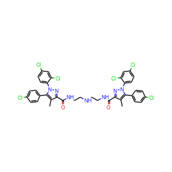 Cc1c(C(=O)NCCNCCNC(=O)c2nn(-c3ccc(Cl)cc3Cl)c(-c3ccc(Cl)cc3)c2C)nn(-c2ccc(Cl)cc2Cl)c1-c1ccc(Cl)cc1 ZINC000095544794