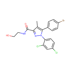 Cc1c(C(=O)NCCO)nn(-c2ccc(Cl)cc2Cl)c1-c1ccc(Br)cc1 ZINC000013472853