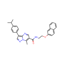 Cc1c(C(=O)NCCOc2ccc3ccccc3c2)cnc2c(-c3ccc(C(C)C)cc3)cnn12 ZINC000040950752