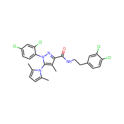 Cc1c(C(=O)NCCc2ccc(Cl)c(Cl)c2)nn(-c2ccc(Cl)cc2Cl)c1-n1c(C)ccc1C ZINC000049695005