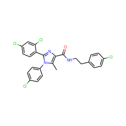 Cc1c(C(=O)NCCc2ccc(Cl)cc2)nc(-c2ccc(Cl)cc2Cl)n1-c1ccc(Cl)cc1 ZINC000036294665