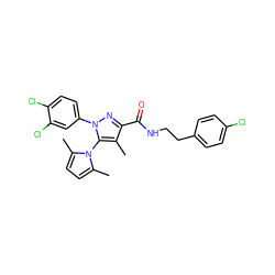 Cc1c(C(=O)NCCc2ccc(Cl)cc2)nn(-c2ccc(Cl)c(Cl)c2)c1-n1c(C)ccc1C ZINC000045283496