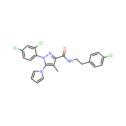 Cc1c(C(=O)NCCc2ccc(Cl)cc2)nn(-c2ccc(Cl)cc2Cl)c1-n1cccc1 ZINC000045291303