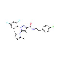 Cc1c(C(=O)NCCc2ccc(Cl)cc2)nn(-c2ccc(F)cc2F)c1-n1c(C)ccc1C ZINC000045283823