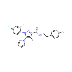 Cc1c(C(=O)NCCc2ccc(Cl)cc2)nn(-c2ccc(F)cc2F)c1-n1cccc1 ZINC000045289031