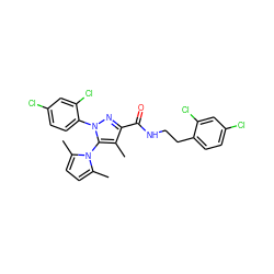 Cc1c(C(=O)NCCc2ccc(Cl)cc2Cl)nn(-c2ccc(Cl)cc2Cl)c1-n1c(C)ccc1C ZINC000049711193