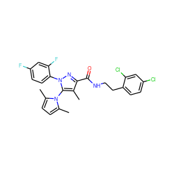 Cc1c(C(=O)NCCc2ccc(Cl)cc2Cl)nn(-c2ccc(F)cc2F)c1-n1c(C)ccc1C ZINC000045283819