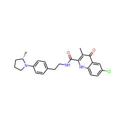 Cc1c(C(=O)NCCc2ccc(N3CCC[C@@H]3C)cc2)[nH]c2ccc(Cl)cc2c1=O ZINC001772620642