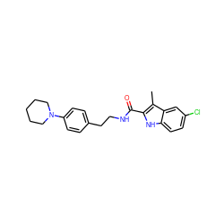 Cc1c(C(=O)NCCc2ccc(N3CCCCC3)cc2)[nH]c2ccc(Cl)cc12 ZINC000084672376