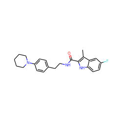 Cc1c(C(=O)NCCc2ccc(N3CCCCC3)cc2)[nH]c2ccc(F)cc12 ZINC000299855355