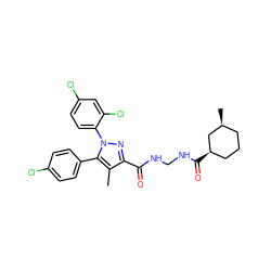 Cc1c(C(=O)NCNC(=O)[C@@H]2CCC[C@H](C)C2)nn(-c2ccc(Cl)cc2Cl)c1-c1ccc(Cl)cc1 ZINC000049872242