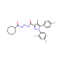 Cc1c(C(=O)NCNC(=O)C2CCCCCC2)nn(-c2ccc(Cl)cc2Cl)c1-c1ccc(Cl)cc1 ZINC000049872223