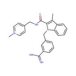 Cc1c(C(=O)NCc2cc[n+](C)cc2)n(Cc2cccc(C(=N)N)c2)c2ccccc12 ZINC000013474293