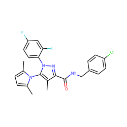 Cc1c(C(=O)NCc2ccc(Cl)cc2)nn(-c2ccc(F)cc2F)c1-n1c(C)ccc1C ZINC000045262052