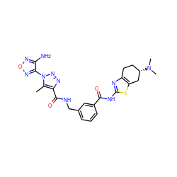 Cc1c(C(=O)NCc2cccc(C(=O)Nc3nc4c(s3)C[C@@H](N(C)C)CC4)c2)nnn1-c1nonc1N ZINC000167966301