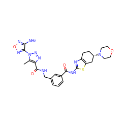 Cc1c(C(=O)NCc2cccc(C(=O)Nc3nc4c(s3)C[C@@H](N3CCOCC3)CC4)c2)nnn1-c1nonc1N ZINC000167967945