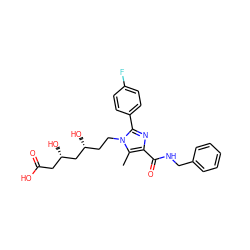 Cc1c(C(=O)NCc2ccccc2)nc(-c2ccc(F)cc2)n1CC[C@@H](O)C[C@@H](O)CC(=O)O ZINC000071294977