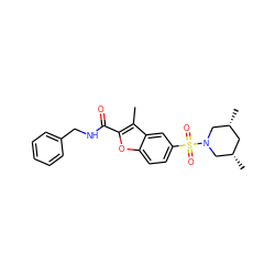 Cc1c(C(=O)NCc2ccccc2)oc2ccc(S(=O)(=O)N3C[C@@H](C)C[C@@H](C)C3)cc12 ZINC000009673169