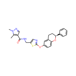 Cc1c(C(=O)NCc2cnc(Oc3ccc4c(c3)CC[C@@H](c3ccccc3)O4)s2)cnn1C ZINC000169710533