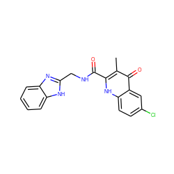 Cc1c(C(=O)NCc2nc3ccccc3[nH]2)[nH]c2ccc(Cl)cc2c1=O ZINC001772599974