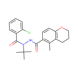 Cc1c(C(=O)NN(C(=O)c2ccccc2Cl)C(C)(C)C)ccc2c1CCCO2 ZINC000103197649