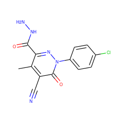 Cc1c(C(=O)NN)nn(-c2ccc(Cl)cc2)c(=O)c1C#N ZINC000000563136