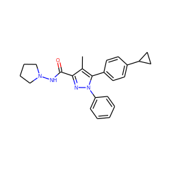 Cc1c(C(=O)NN2CCCC2)nn(-c2ccccc2)c1-c1ccc(C2CC2)cc1 ZINC000043069786