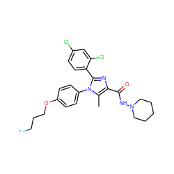 Cc1c(C(=O)NN2CCCCC2)nc(-c2ccc(Cl)cc2Cl)n1-c1ccc(OCCCF)cc1 ZINC000137219932