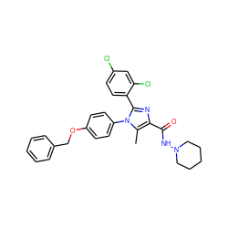 Cc1c(C(=O)NN2CCCCC2)nc(-c2ccc(Cl)cc2Cl)n1-c1ccc(OCc2ccccc2)cc1 ZINC000014210982