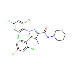 Cc1c(C(=O)NN2CCCCC2)nn(-c2c(Cl)cc(Cl)cc2Cl)c1-c1ccc(Cl)cc1Cl ZINC000042887701