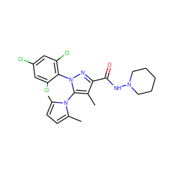 Cc1c(C(=O)NN2CCCCC2)nn(-c2c(Cl)cc(Cl)cc2Cl)c1-n1c(C)ccc1C ZINC000014975734