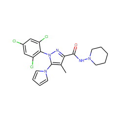 Cc1c(C(=O)NN2CCCCC2)nn(-c2c(Cl)cc(Cl)cc2Cl)c1-n1cccc1 ZINC000014975728