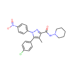 Cc1c(C(=O)NN2CCCCC2)nn(-c2ccc([N+](=O)[O-])cc2)c1-c1ccc(Cl)cc1 ZINC000013472849