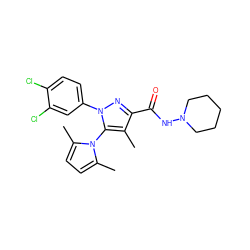 Cc1c(C(=O)NN2CCCCC2)nn(-c2ccc(Cl)c(Cl)c2)c1-n1c(C)ccc1C ZINC000014975698