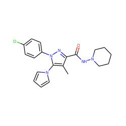 Cc1c(C(=O)NN2CCCCC2)nn(-c2ccc(Cl)cc2)c1-n1cccc1 ZINC000014975658