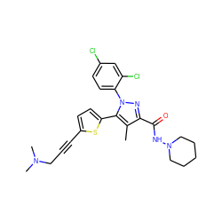 Cc1c(C(=O)NN2CCCCC2)nn(-c2ccc(Cl)cc2Cl)c1-c1ccc(C#CCN(C)C)s1 ZINC000040952707